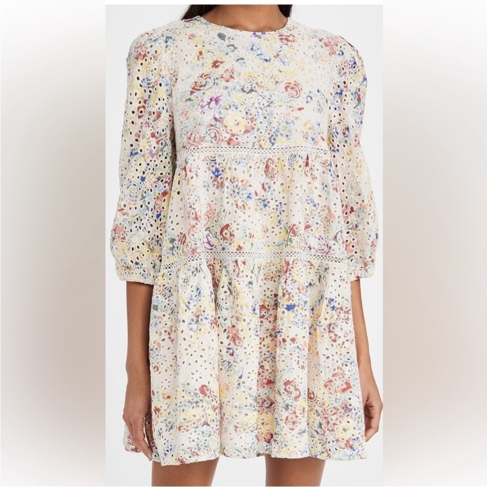 Tuckernuck En Saison Womens Eyelet Floral Babydoll Mini Dress Size medium